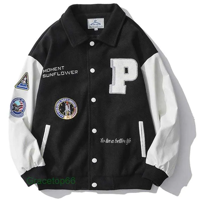 Chaqueta Varsity Para Hombre, Chaqueta De Béisbol, Sudadera Vintage, Casual, Ropa De Calle, Abrigos Bordados Para Mujer, Negro