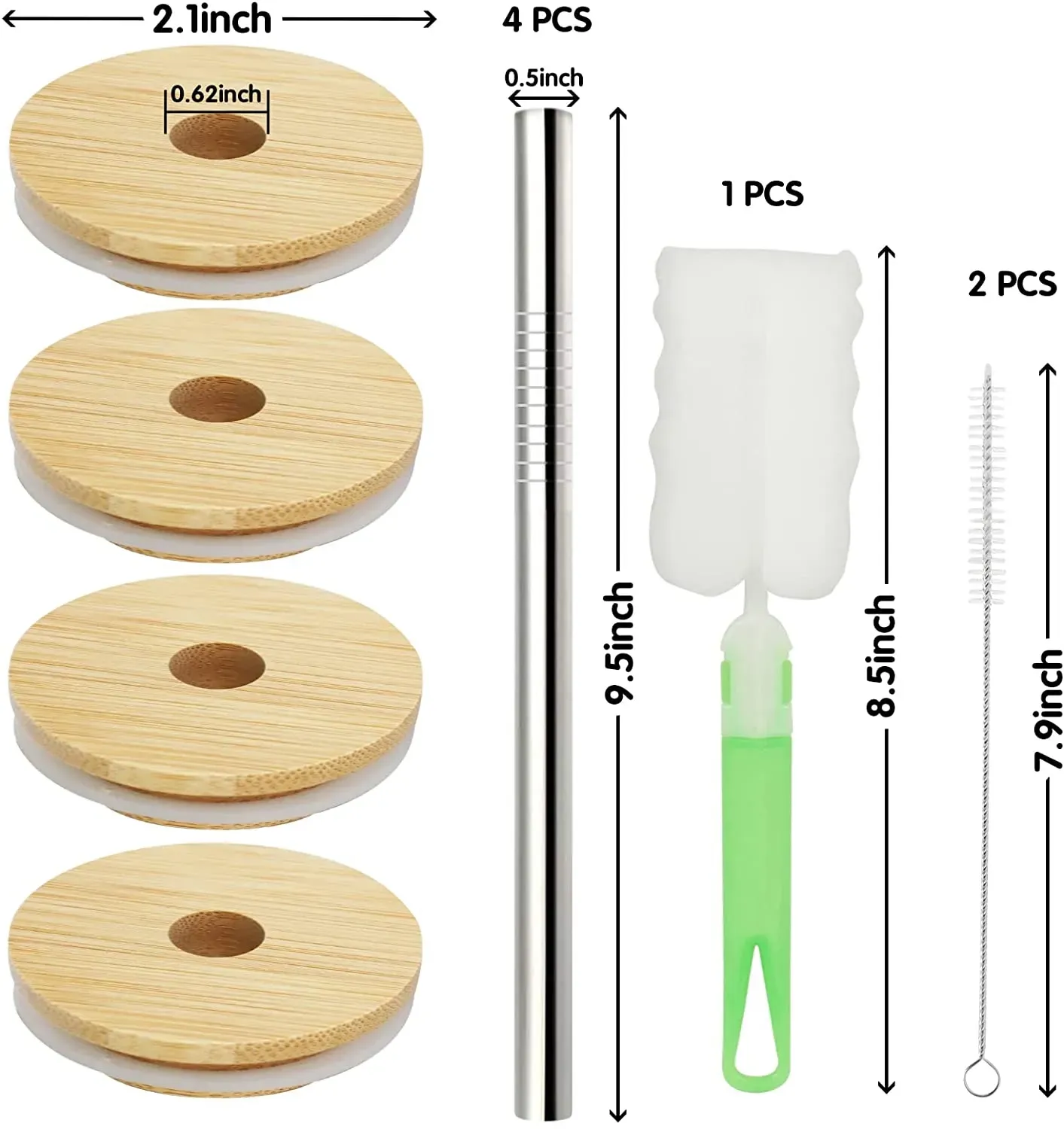 Reusable Glass Mug Mason Jar Cups with Bamboo Lids and Stainless Steel Straws 24 OZ Fruit Bottle Handle