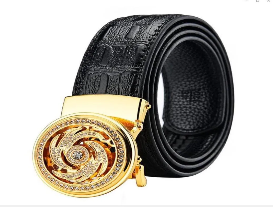 Ceinture en cuir véritable pour hommes, boucle automatique, business décontracté, beau diamant cool, bijou noble, boucle carrée, or, argent, métal, jeunesse be8188673