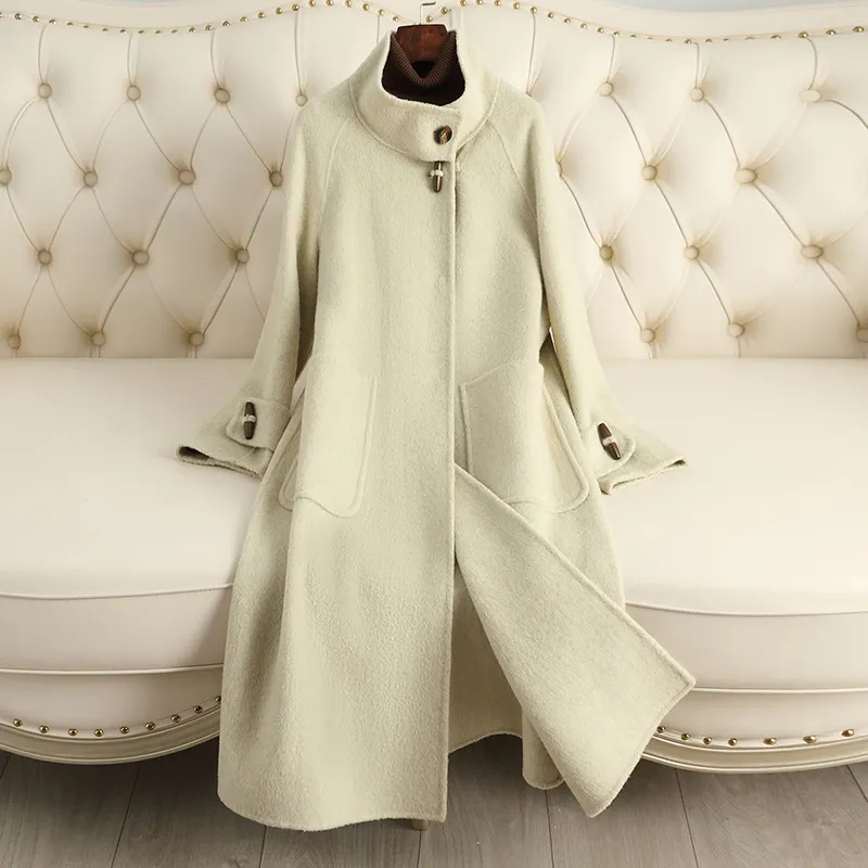 Manteau en cachemire Double face coréen pour femme, ample, mi-long, en laine, nouvelle collection automne/hiver 2023
