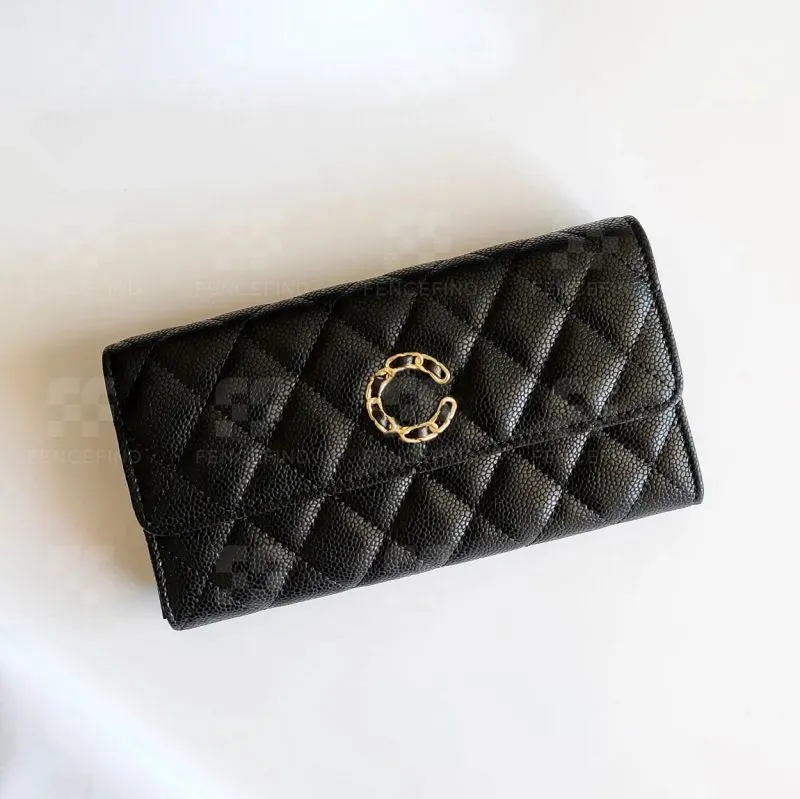 مصمم محفظة محفظة CC محفظة بطاقة الائتمان الفاخرة حامل بطاقة Cardholder Flap Hasp Flap Caviar Lambskin Leathe