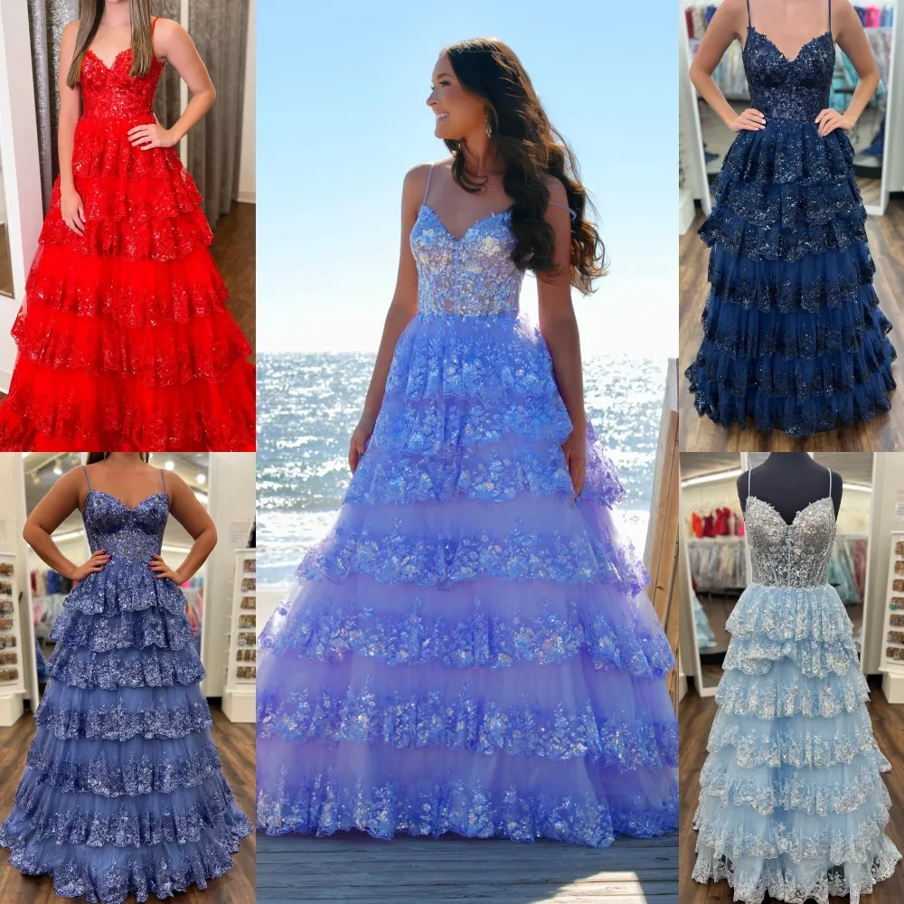 Elegant Formal Party Dress 2024 Ruffles Beaded Sequin Skirt Preteen Lady Pageant Prom Evening Event Hoco Gala Graduation Dance Gown Photoshoots Corset