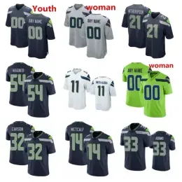 DK Metcalf Kenneth Walker III Football Jersey 4XL 5XL Tariq Woolen Bobby Wagner Julian Love Devon Witherspoon Geno Jaxon Smith ''Seah