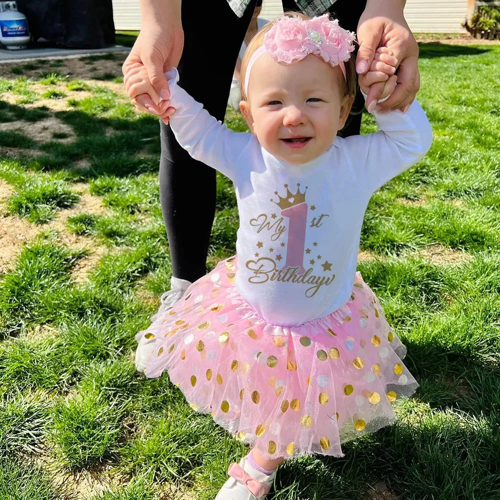 Robes de fille Tenue de 1er anniversaire de bebe fille Tutu filles robe ensemble nouveau ne bebe filles 1er anniversaire robe Costume de fete