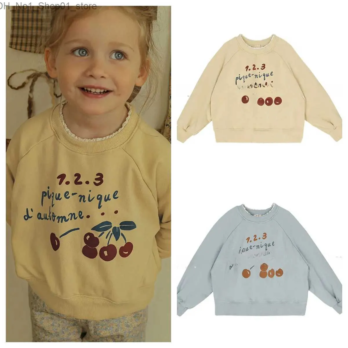 Cardigan Children's Sweatshirts 2023 Korean Autumn New Kids Girls Girls Cherry Pullover Tröja Kids Boys Sweaters Q231206