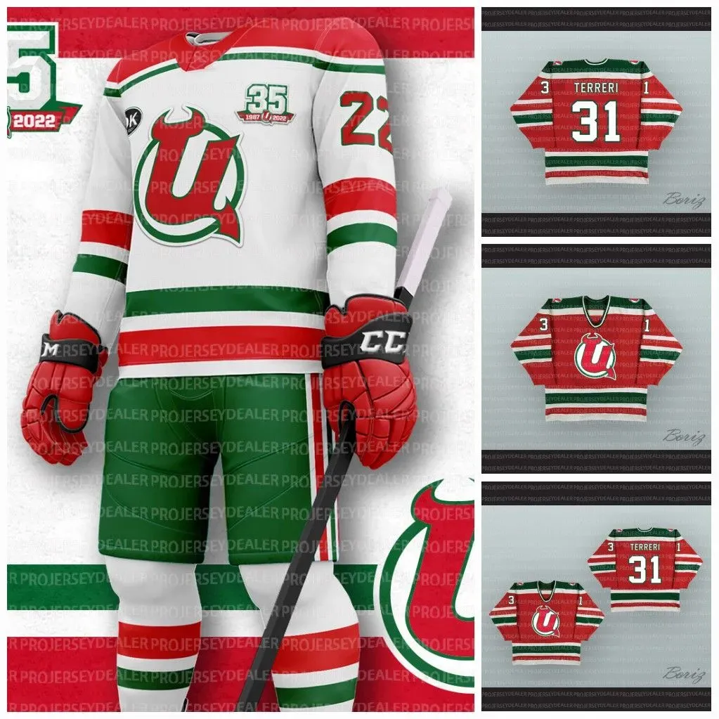 Maglia da hockey Utica Devils Tim Lenardon Paul Ysebaert Chris Cichocki Murray Brumwell Dan Dorion Steve Tsujiura Pat Conacher Wally Chapman Da