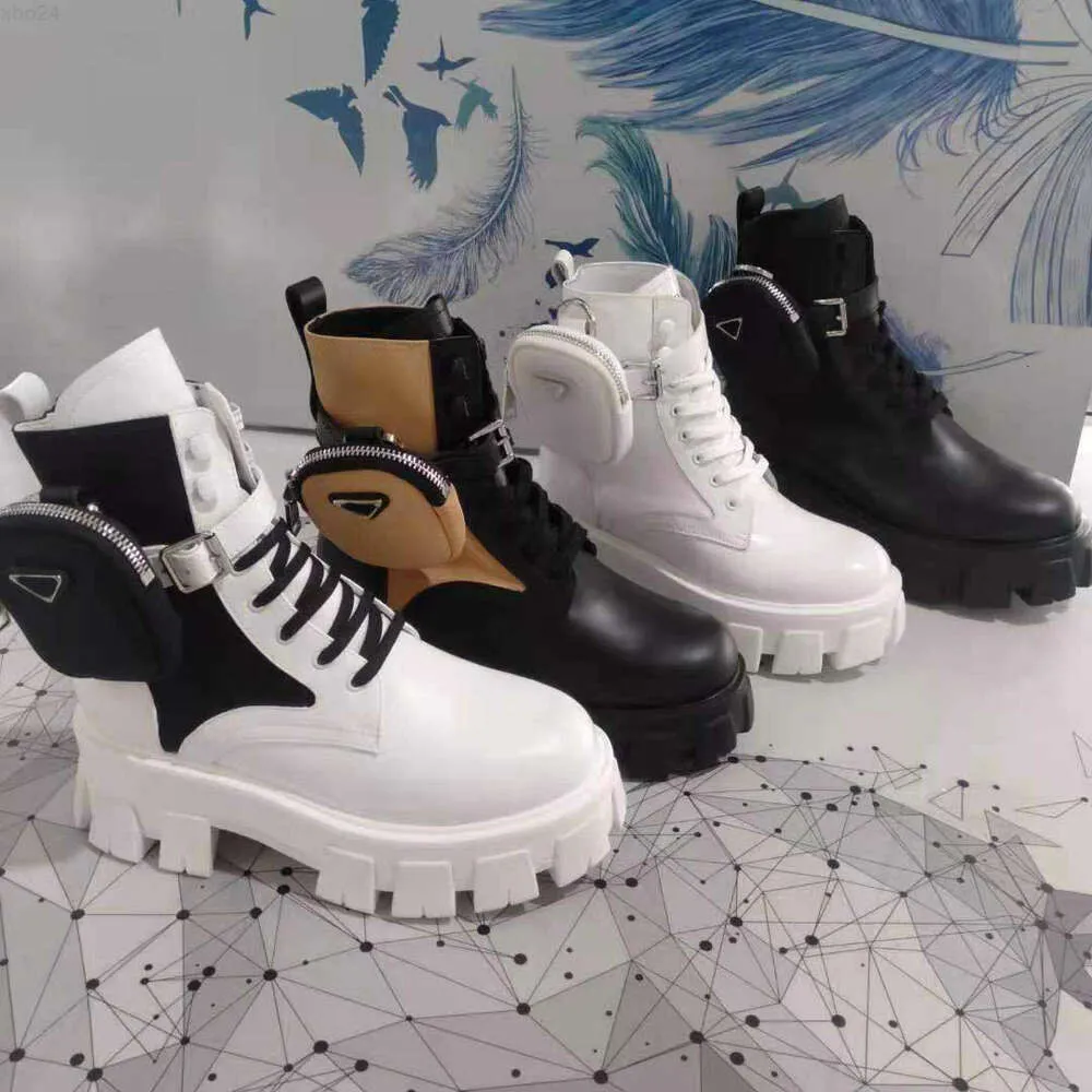 Top Designer Laarzen Dames Rois Boot Monolith Bootss Enkellaars Martin Boot Echt leer Nylon Uitneembaar zakje Bootie Militair geïnspireerde gevechtsschoenen Maat 35-45