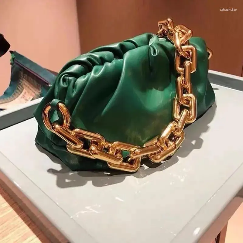 Evening Bags 2023 Handheld Shoulder Bag With Thick Chain And Wrinkled Cloud Pattern Crossbody For Women Luxury Designer Handbag