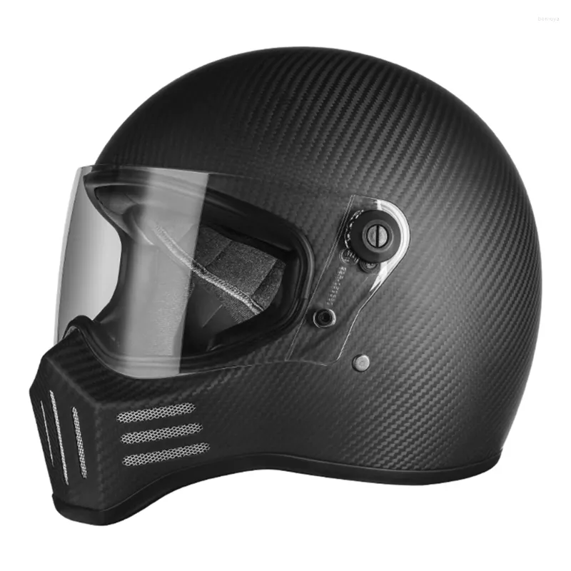 オートバイヘルメットマットカーボンファイバーアンチフォールモトクロス耐摩耗性耐摩耗性ヘッド保護フルフェイスバイカーヘルメット