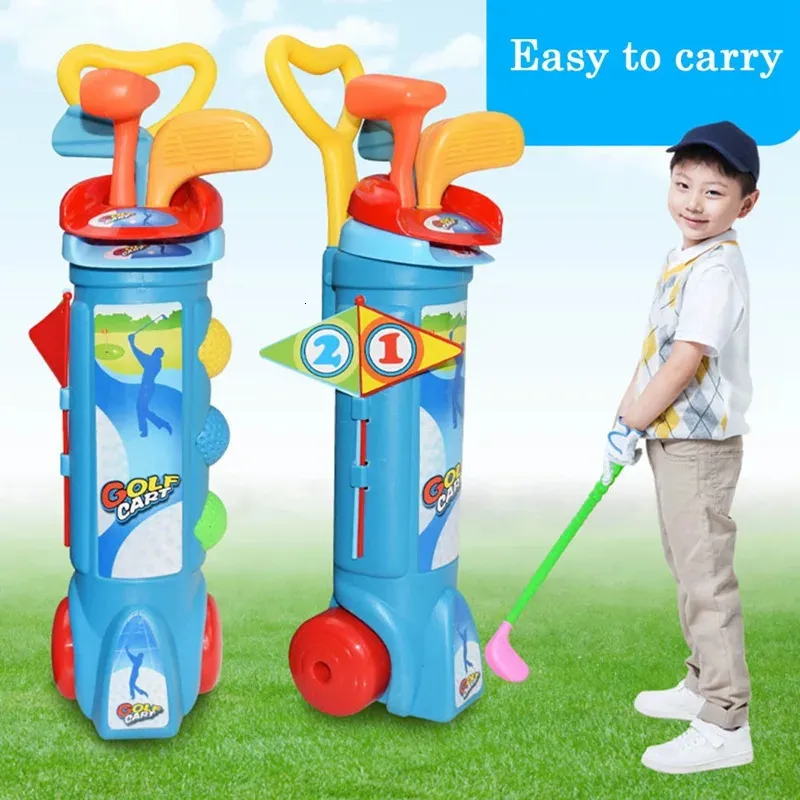 Teste di mazze Set da pratica di golf per bambini Tuta sportiva educativa Mini mazze da golf in plastica Giochi Giocattoli Pallina da golf per interni all'aperto per bambini Regalo Principiante 231205