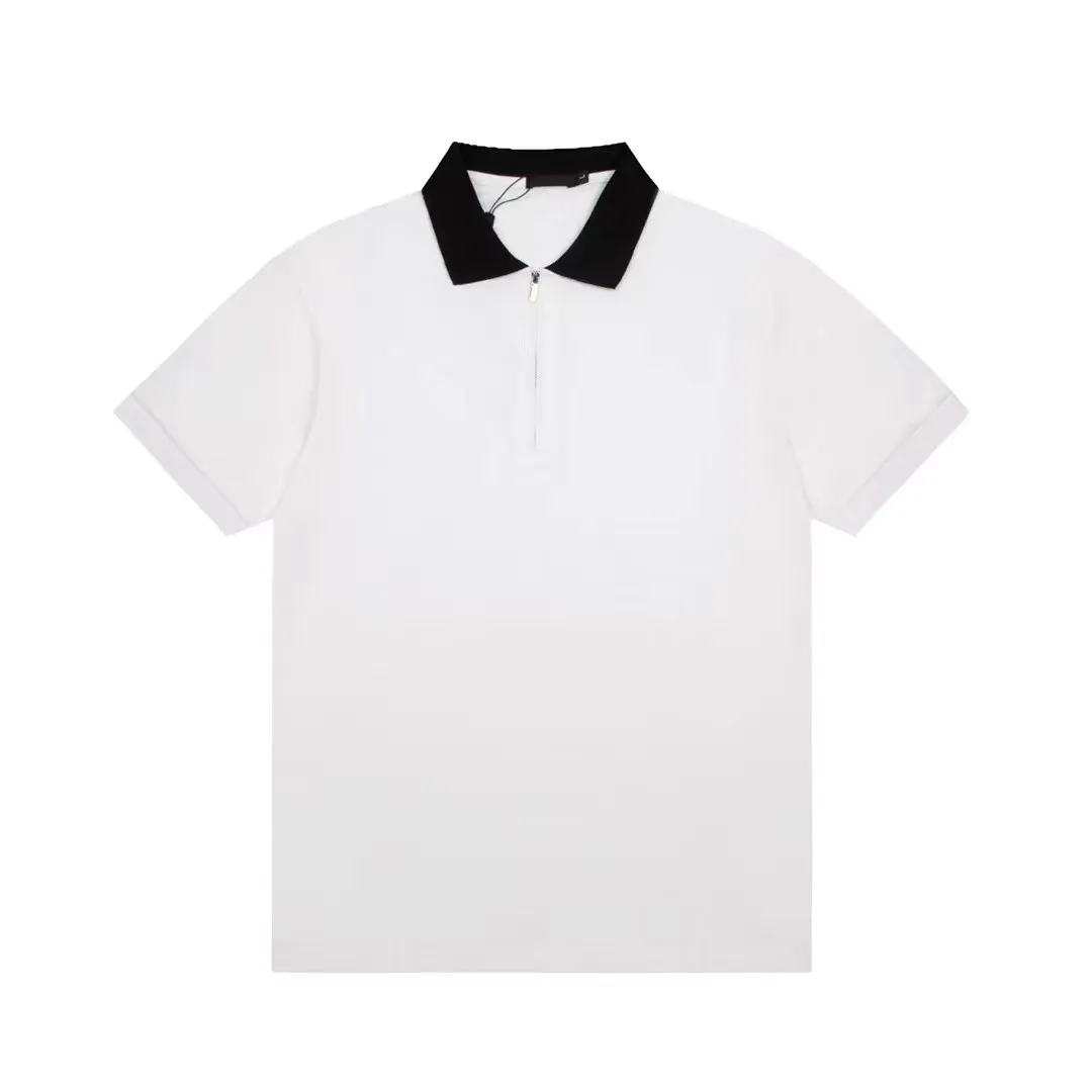 Polo pour hommes avec fermeture éclair, T-Shirt à manches courtes, blanc, noir, haut de luxe, pour l'été