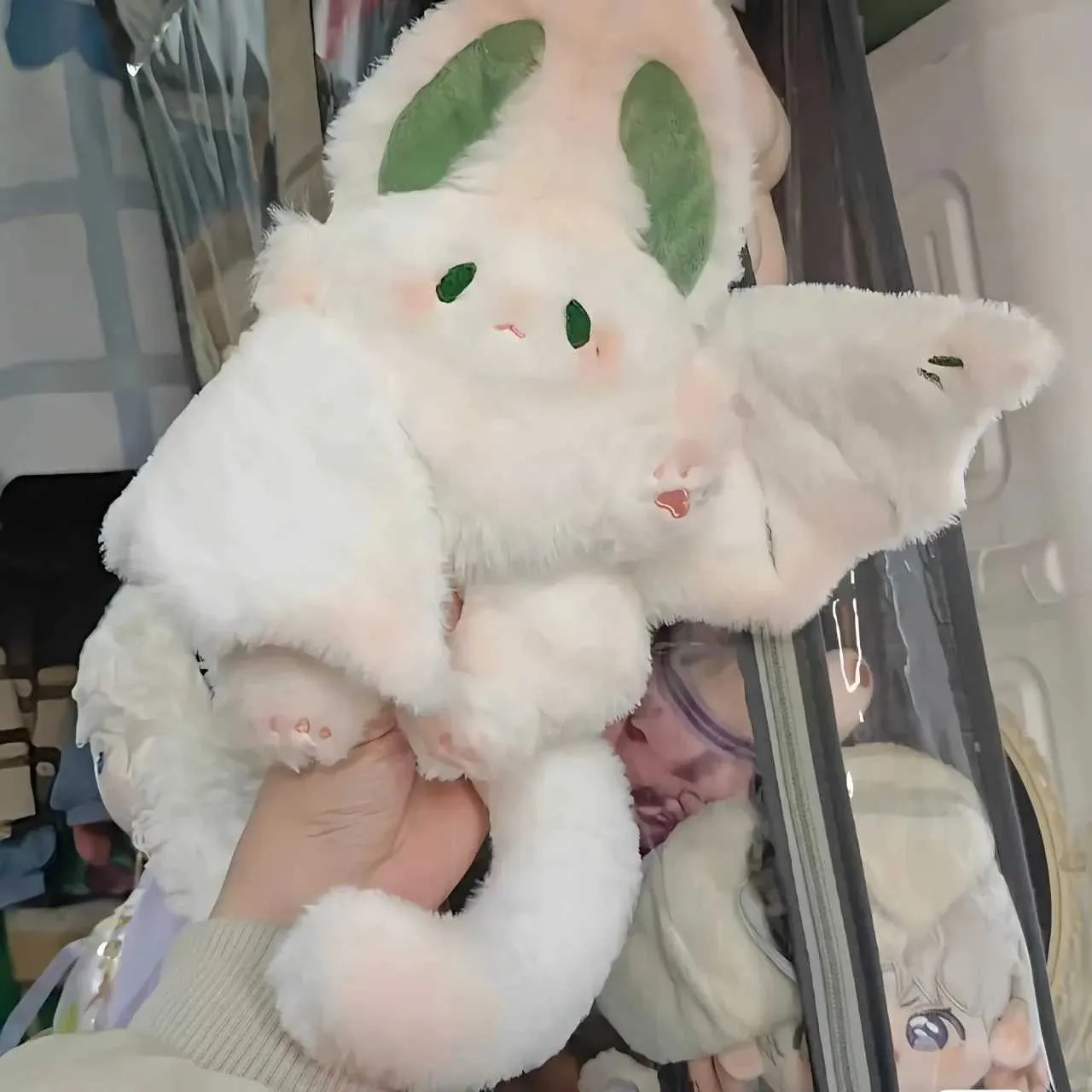 Cushion/Decorative Kawaii Magical Spirit Rabbit Plush Cushions White Bat Cute Animal Toy Creative Plushie Stuffed Bunny Birthday Gift Decor
