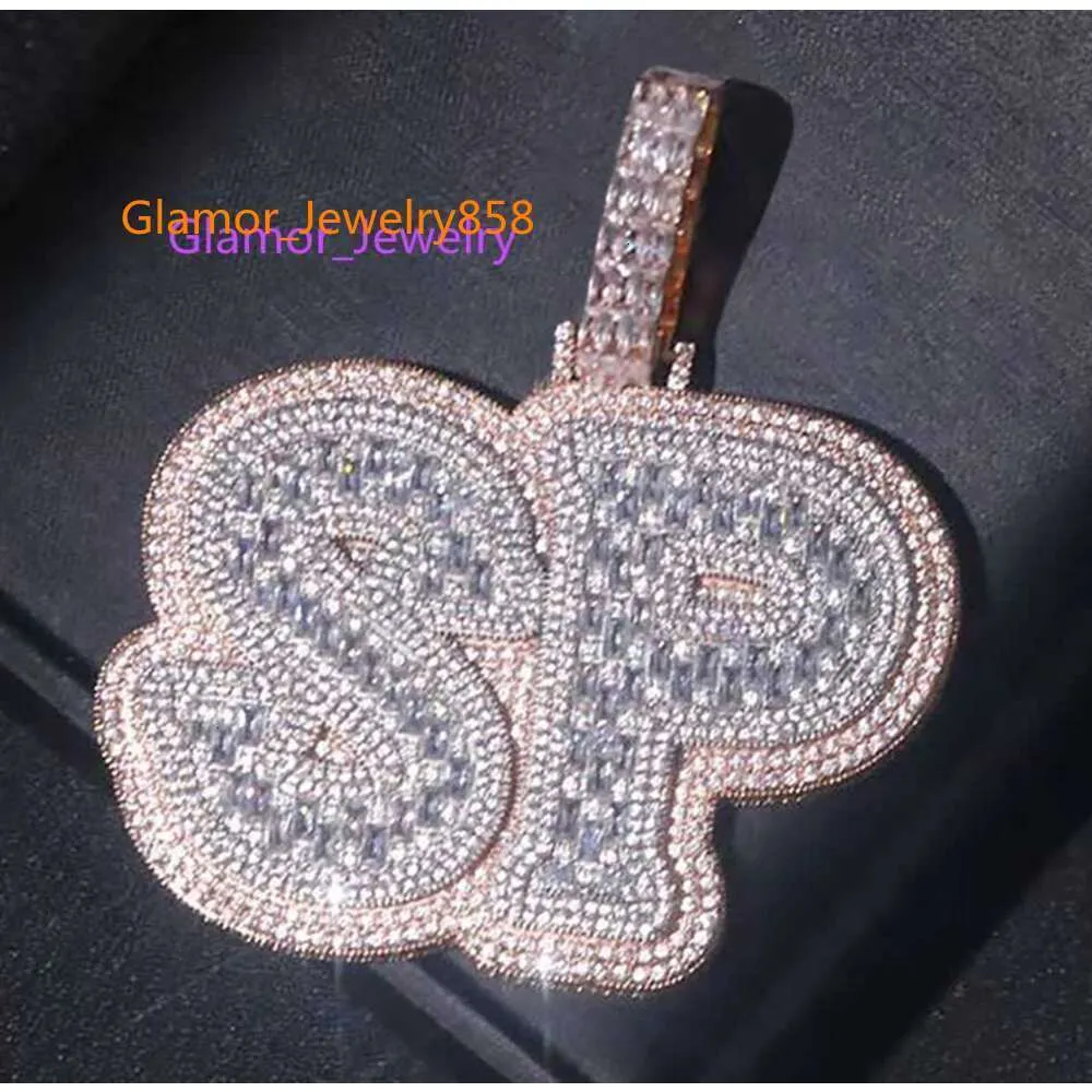 Hip Hop Iced ut anpassat namn VVS Moissanite Necklace Pendant Jewelry Manufacturer 3D Design Pendant