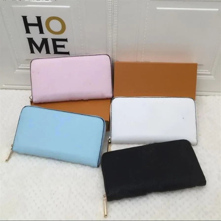 Whole Lady Long Wallet Multicolor Coin Purse Card Card Card Women Original Women Classic Zipper Pocke embrague Bag313z