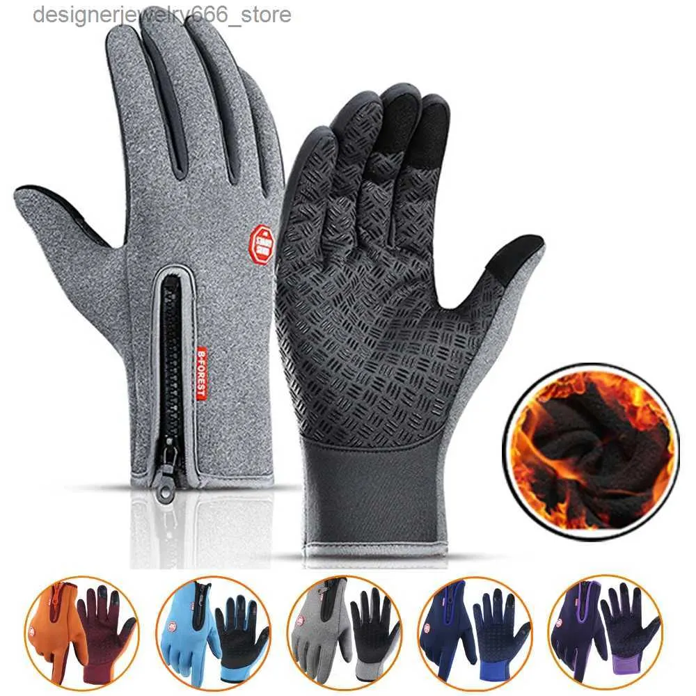 Fem fingrar handskar vinterhandskar vattentät termisk pekskärm termisk vindtät varma män handskar kallt väder som kör sport vandring skidhandskar q231206