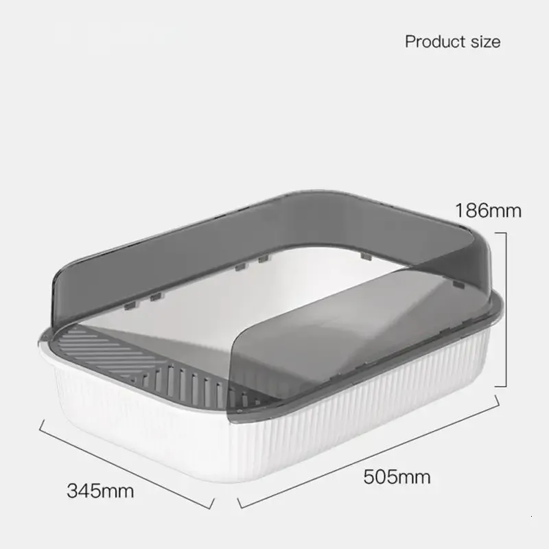 Other Cat Supplies Cat Litter Box Large Capacity Semi-enclosed Sandbox Design Box for Cats Plastic Pet Toilet Anti Splash Tray Big litter Bedpans 231206