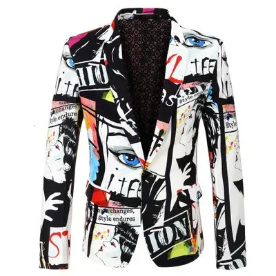 Costumes pour hommes Blazers Costume de mode pour hommes manteau de fête décontracté coupe ajustée Blazer boutons costume 3D imprimé Floral peinture Blazers veste hommes 231206