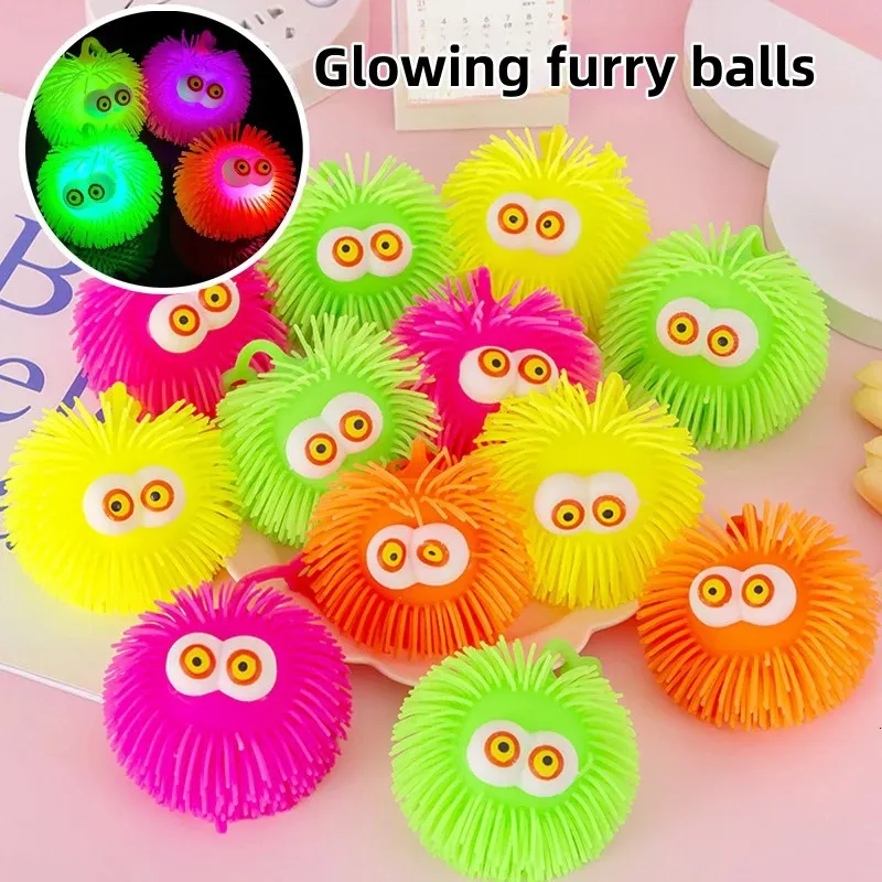 Other Toys Pet Chewing Toy Flashing Protruding Eye Fur Ball Luminous Stress Relief Cat Interactive Vent 231206