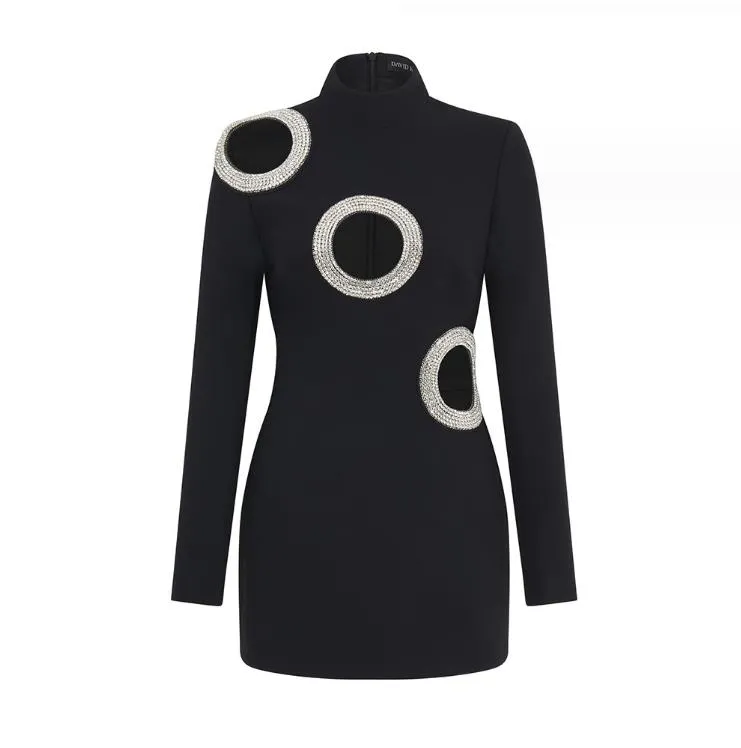 black and white long sleeve bandage dress Vestido Mini Bandage Maddie - Blanco Negro