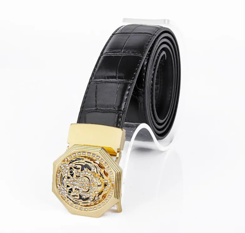 Designer Fashion Beltbelt Men039s Belt Tiger Head Automatic Buckle Business Leisure Crocodile Leather Cow5144584