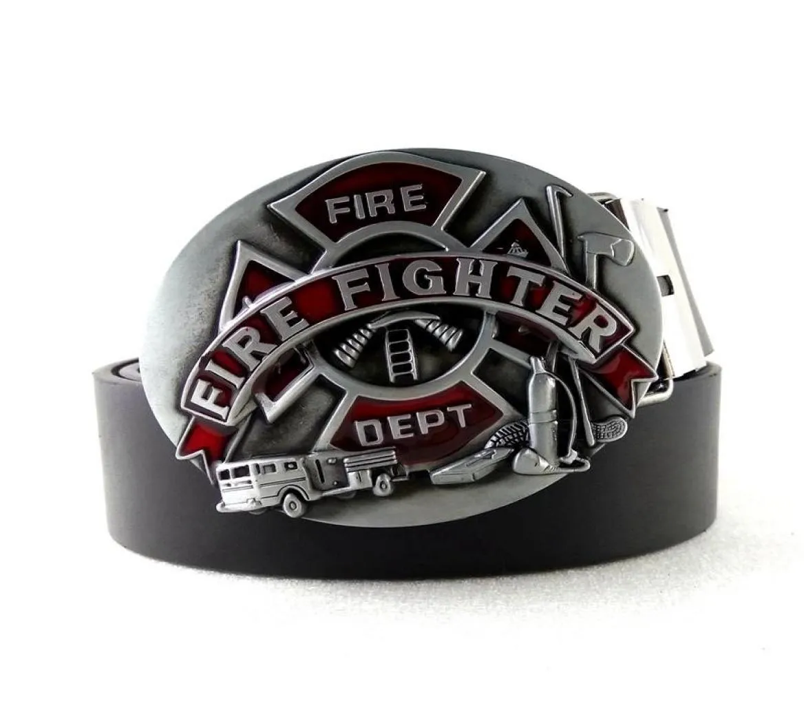 Riemen Mode Heren Met Brandweerlogo Fire Dept Fighter Hatchet Grote Gesp Metallic Casual Heren39s Jeans CoolBelts3046583