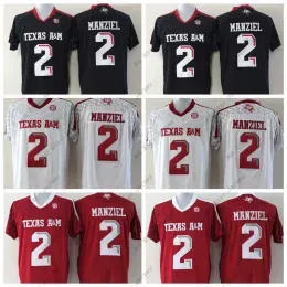 NEW Jerseys NCAA College Texas AM Aggies Football 2 Johnny Manziel Jersey Men Kids Man Youth Red Black White Team Color Emb