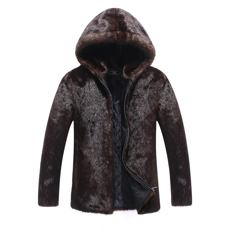 Men's furManteau a capuche en fausse fourrure pour hommes veste a manches longues col montant veste courte affaires decontractees 231205