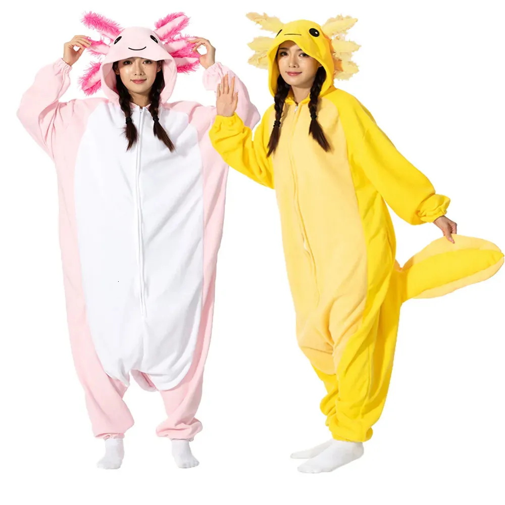 Kadınlar Robe Yetişkin Cadılar Bayramı Onesie Karikatür Axolotl Pijamaları Kadınlar Hayvan Kigurumi Pijamaları Ev Giysimi Cosplay Party Kostüm 231206