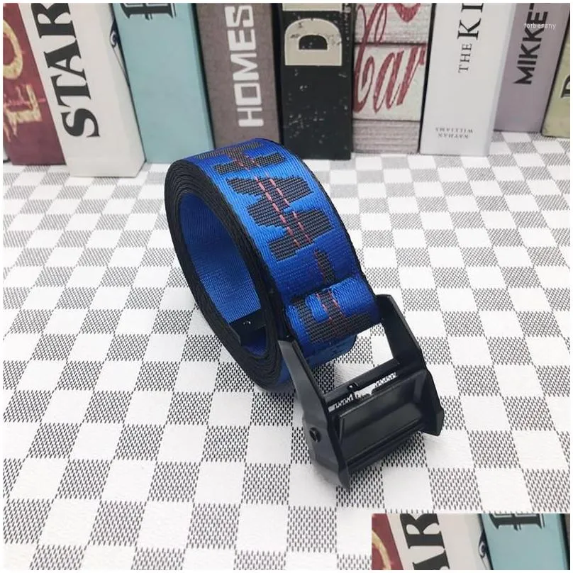 Belts Belts Fashionable Mens Womens Canvas Letters Youth Students Street Hip-Hop Trend Lengthened Couple Models Gift Drop Delivery Fas Dh7Ia