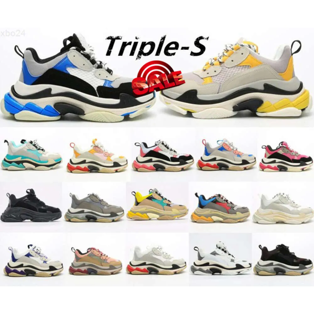 Top 2022 Triple S Hombres Mujeres Diseñador Zapatos casuales Plataforma Sneaker Negro Blanco Gris Rojo Rosa Azul Verde Luz Tan Oreo Mens Entrenadores Deportes Moda Tenis Diseñador Sho