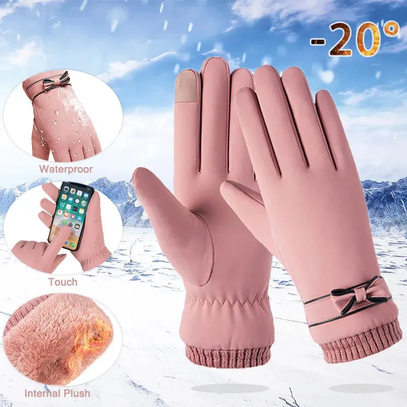 Five Fingers Gloves Thermal Winter Women Men Cycling Bike Hand Warmer Fleece Lined Guantes Full Finger Mittens Touchscreen Waterproof 231205