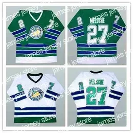 College Hockey Wears Nik1 #27 Gilles Meloche California Golden Seals  Green White Hockey Jersey Embroidery Stitched Customize any number and name Jerseys