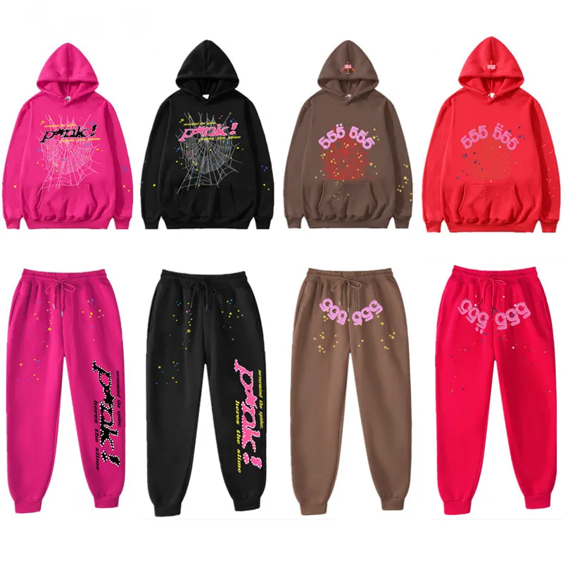 Designer agasalho masculino moletom aranha 555 moda sp5der jovem bandido 555555 pulôver rosa sweatsuit homem designer mulher terno de trilha