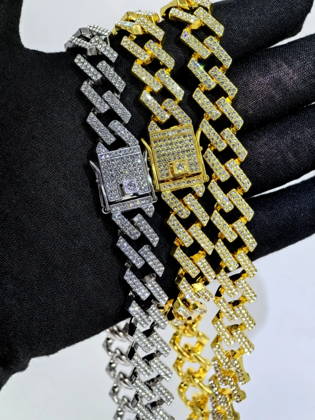 Bracciale in oro con collana cubana Hiphop con diamanti Hip Hop di buona qualità di nuovi designer alla moda