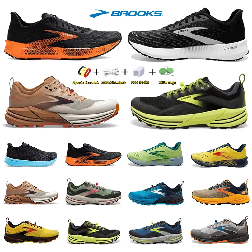 Brooks Cascadia 16 Herr Running Shoes Hyperion Tempo Triple Black White Grey Orange Mesh Fashion Trainers Outdoor Men Casual Sports Sneakers Jogging Walking Walking