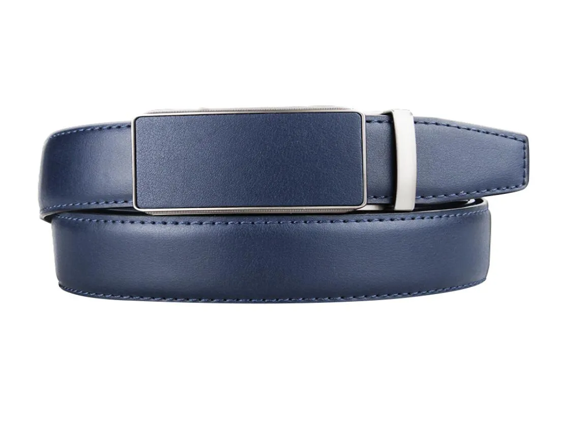 Famosa marca cinto de alta qualidade genuíno luxo para cinta masculino metal azul couro fivela automática cintos men9039050