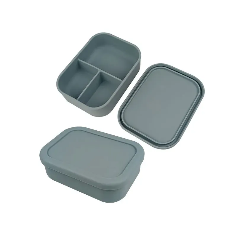 Food Grade Silicone Lunch Boxes 3 Grids Plastic Microwave Heating Bento Box Food Container