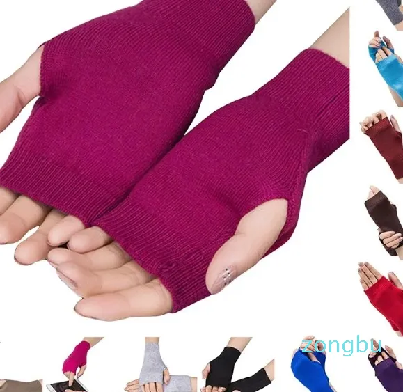 Five Fingers Gloves Women Solid Cashmere Warm Winter GlovesWinter Female Fingerless Hand Wrist Warmer Mittens