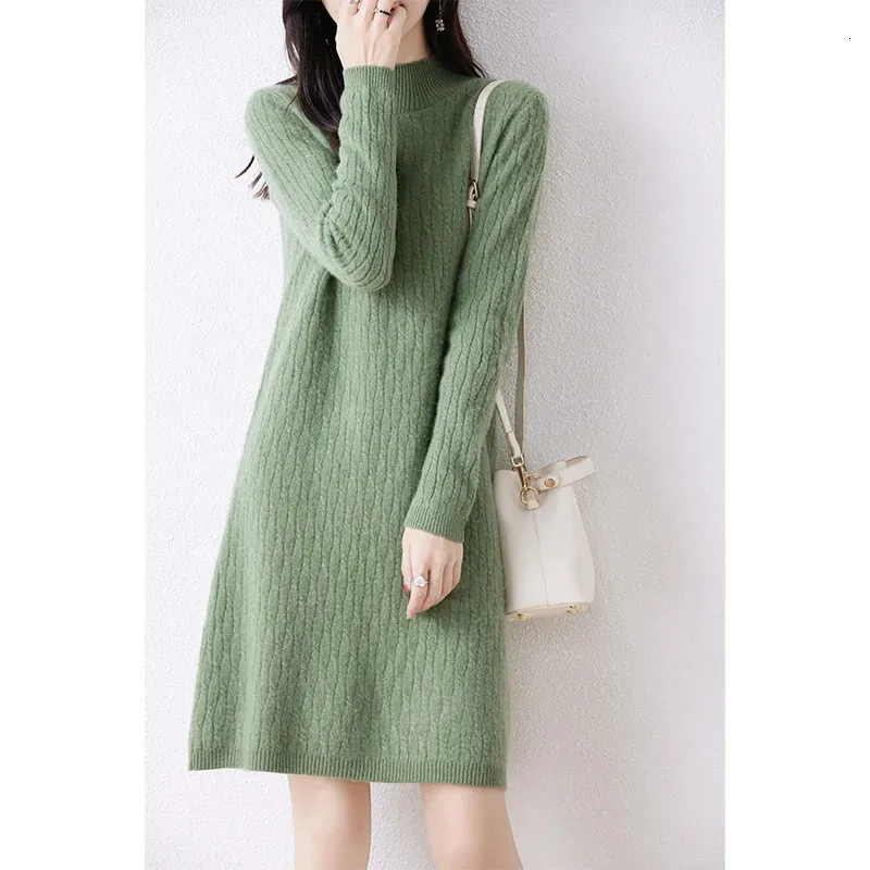Urban Sexy Dresses 100 Wool Dress for Women 2023 AutunMwinter Cashmere Sweaters Long Style 5Colors Jumpers DR01 231206