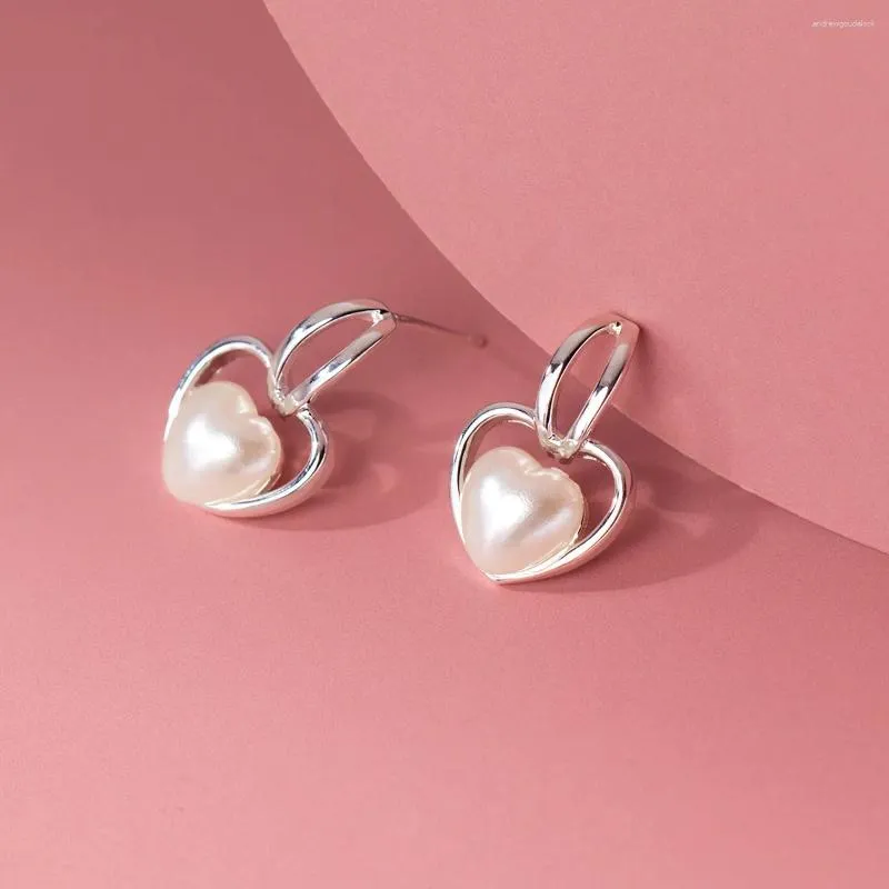 Stud Earrings TOYOOSKY S925 Sterling Silver Love Synthetic Pearl Ear Studs With Elegant Design Sense In Wind Jewelry For Women Gift