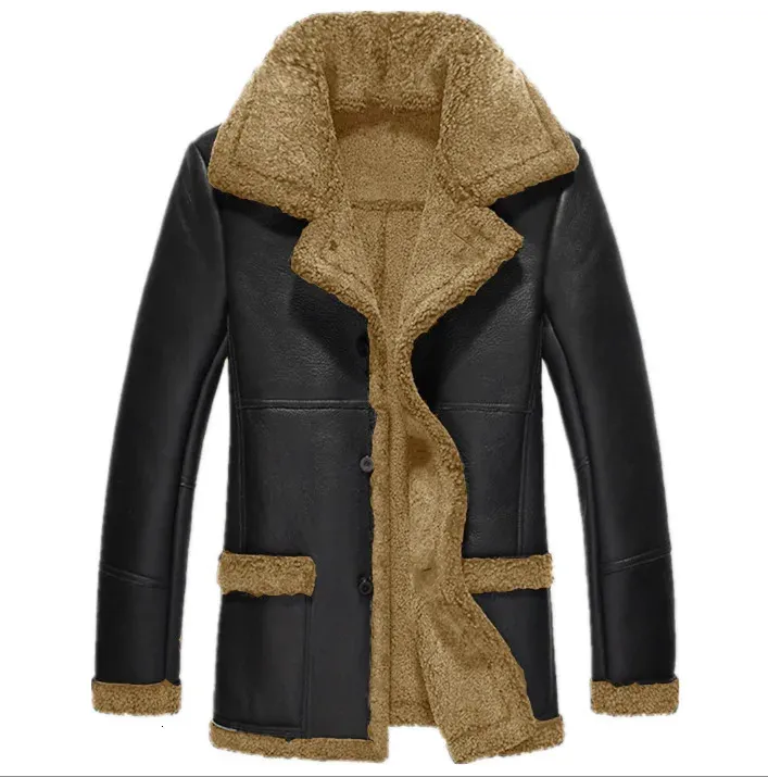 Mens Leather Faux 2023 Fur Coat Outdoor Jacket Autumn Winter