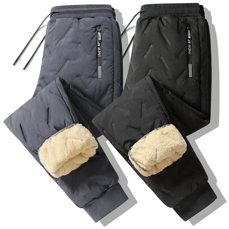 Męskie spodnie zimowe polar dla mężczyzn jagnięta wełniane ciepłe spodnie swobodne zagęszczenie ubrania homme duże joggery dresowe 231206