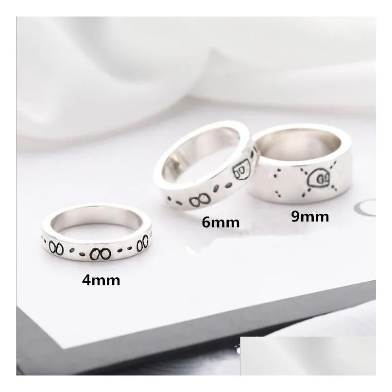 Band Rings mode Simple Fairy Par Skl Design Party Shiny Men and Women Jewelry Gift for Lover Fade inte Drop Delivery Ring Otvyw