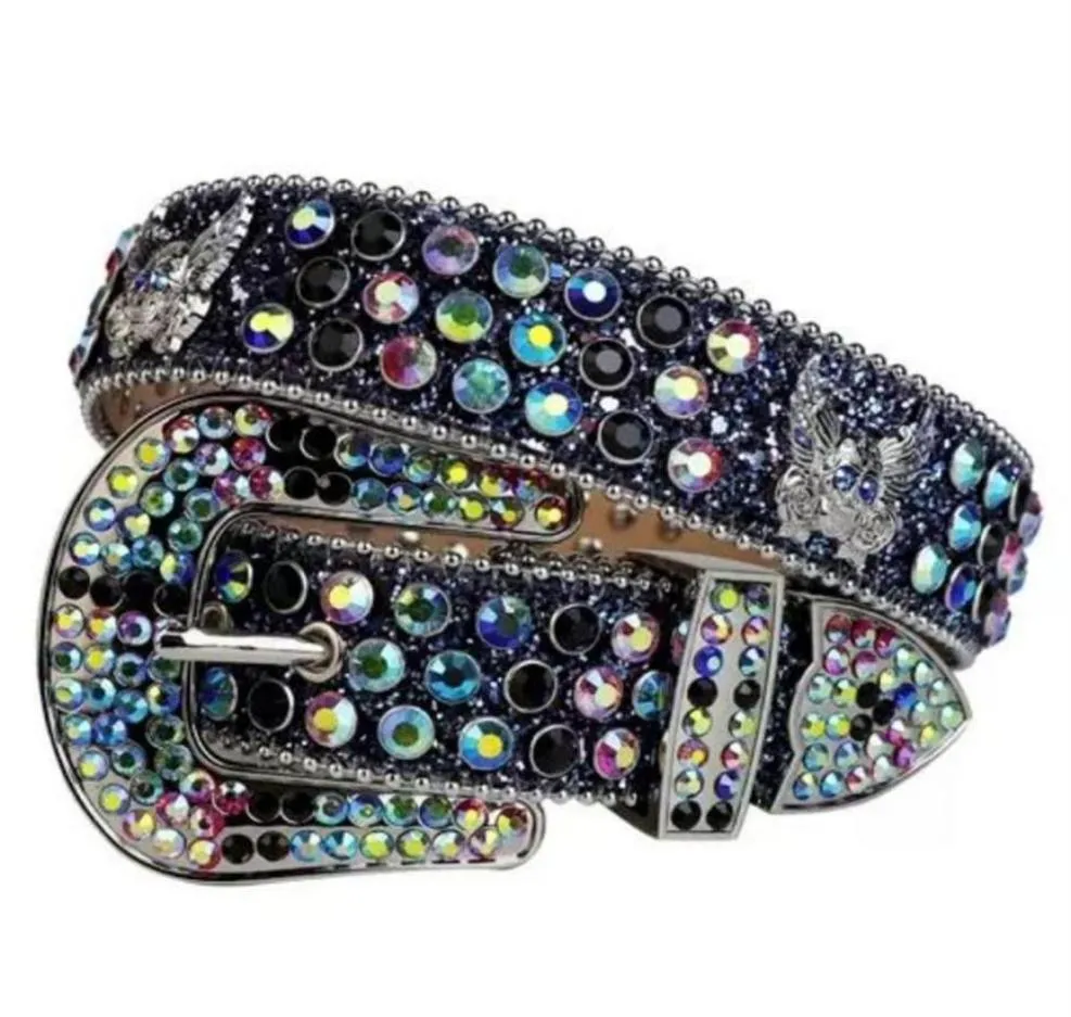 Western Cowboy BeltSimon Mode Cowgirl Bling Bling Strass Riem met Adelaar Concho Bezaaid Afneembare Gesp Grote Maat Riemen fo316h7099586