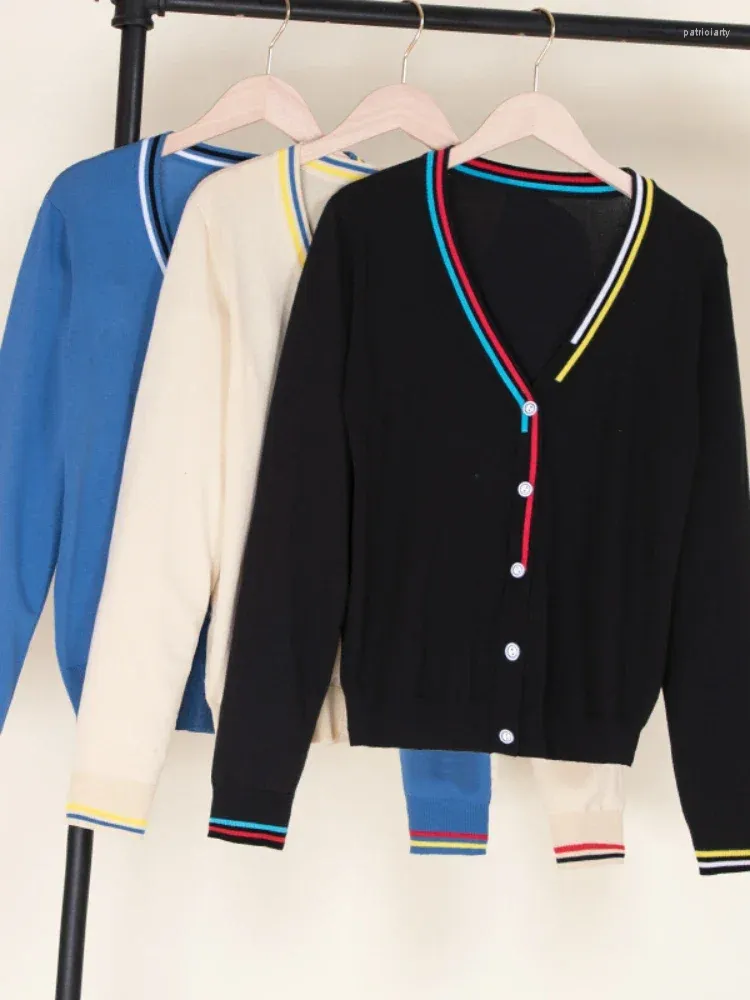 Damen Strick 2023 Top Blusen Trikot Kleidung abgeschnitten koreanischen Mode-Stil Jersey Strickjacke weibliche gestrickte Damen Pullover schwarze Oberbekleidung
