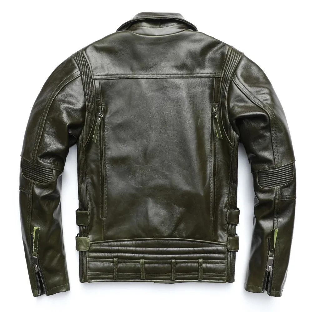 Vintage Brown Faux Leather Motorcycle Jacket For Men Slim