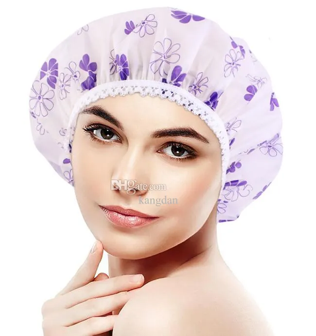 Waterproof Luxury Shower Caps Women Reusable Bath Hair Cap Elastic Women Beauty Shower Cap For Long Hair Accessary
