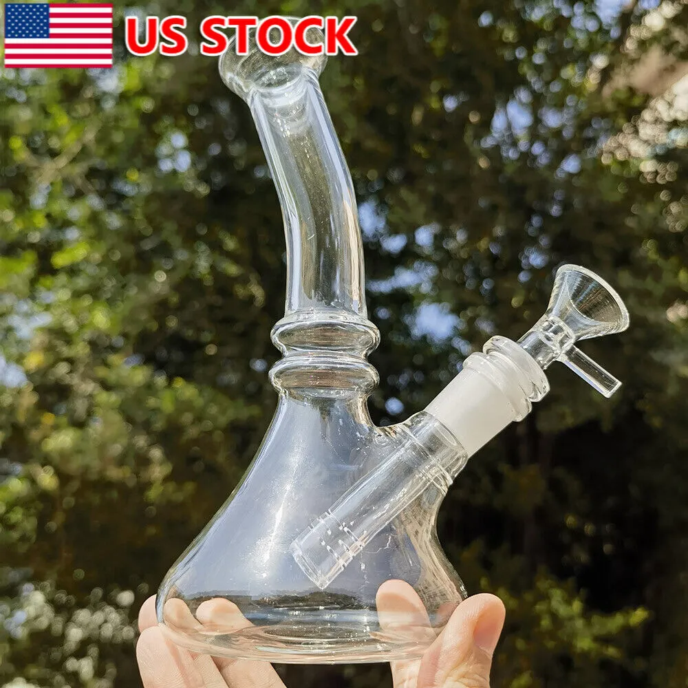 Cachimbo de água de pescoço torto de 8 polegadas para fumar cachimbo de vidro Bong Beaker Bubbler com tigela