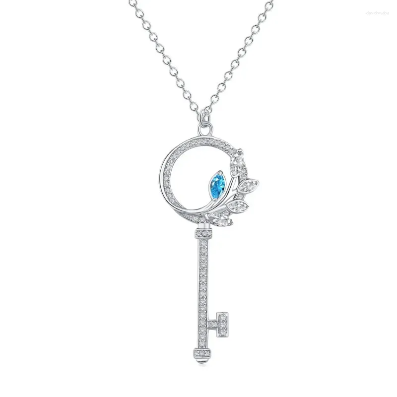 Chains Karloch S925 Sterling Silver Necklace 8A Square Pear Shaped Zircon Inlaid With Niche Personalized Key Design Collarbone Chain