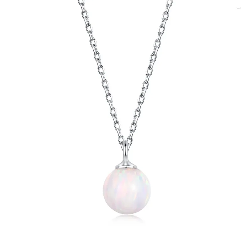 Chains Karloch S925 Sterling Silver Necklace For Women's Fashion Versatile Style Round Opal Pendant With Elegant Clawbone Chain